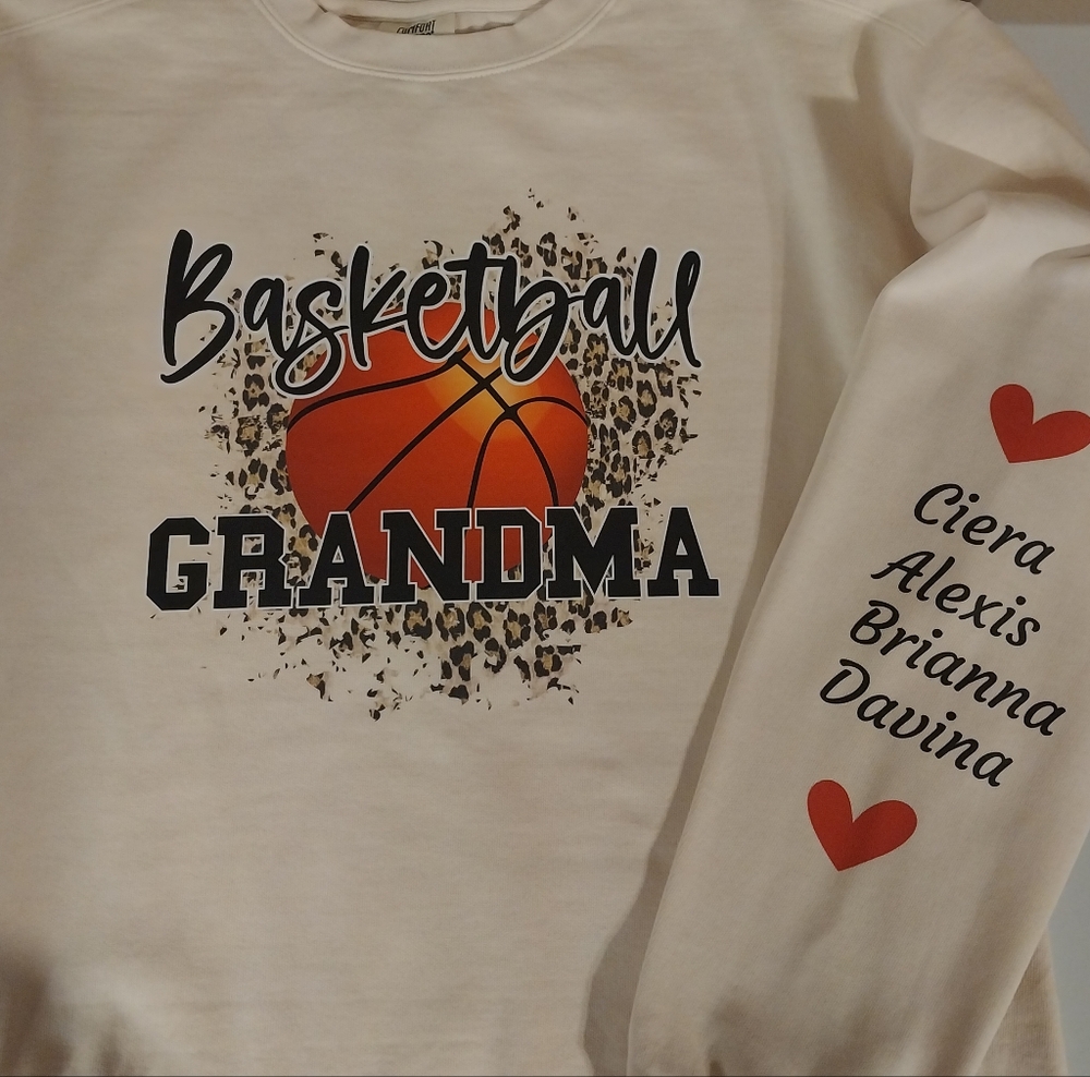 Basketball Grandma sweater. Name on sleeve optional at no extra cost
